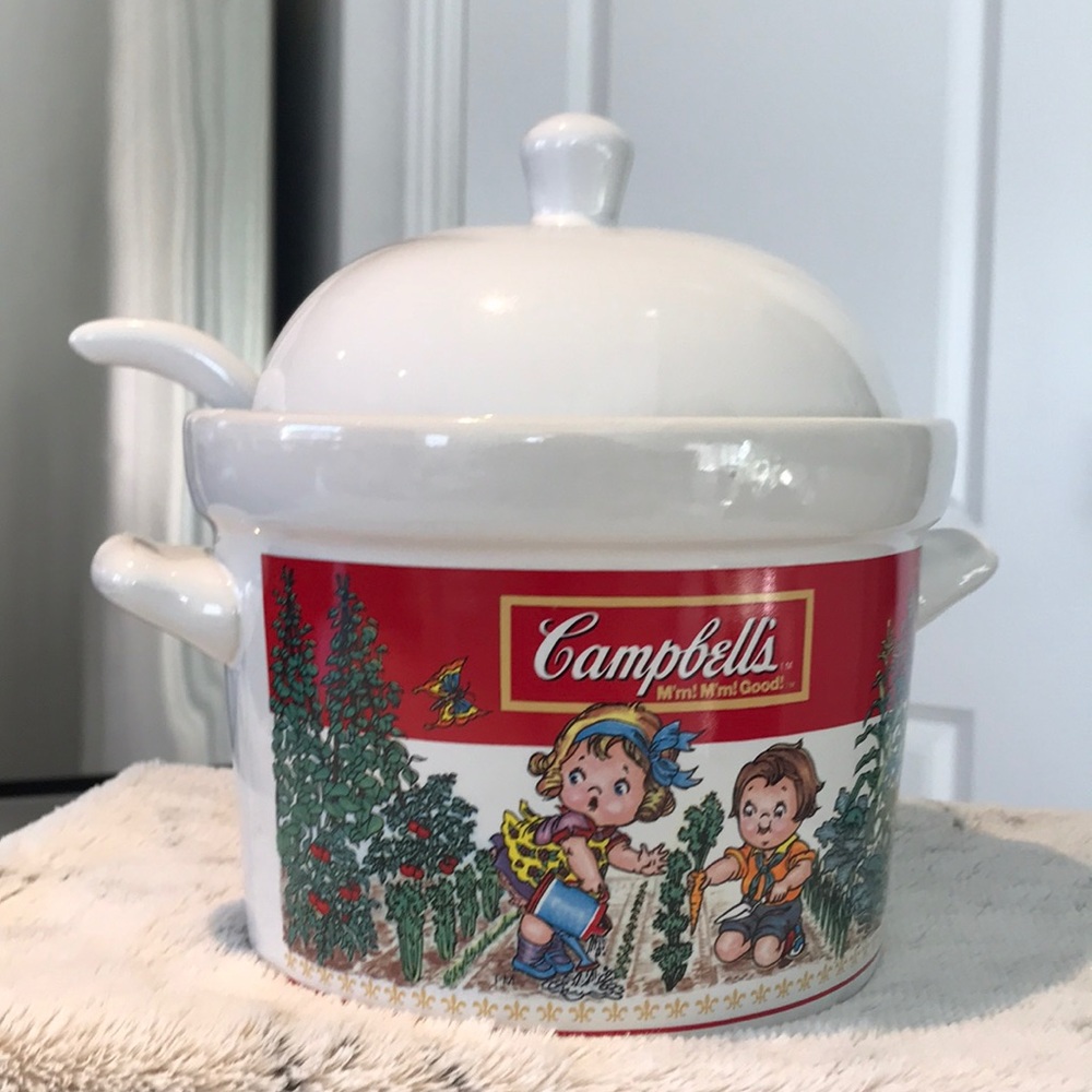Campbell Soup Tureen with kid and Spoon 🥫🍲💝
